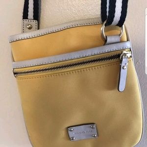Michael Kors Yellow Nylon Cream Leather Trim Cross